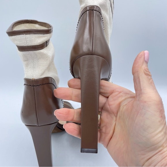 Bally Leather & Canvas Heels 10 1/2 Brown/Natural - Picture 10 of 16